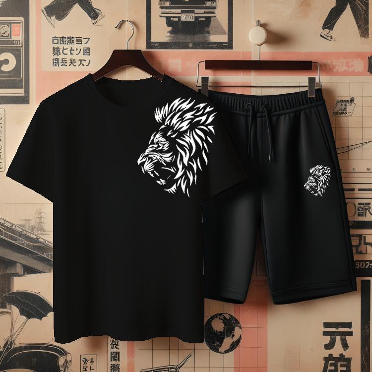 Men s Cotton Jersey Printed T-shirt & Shot Tracksuit - 2 Pce Set