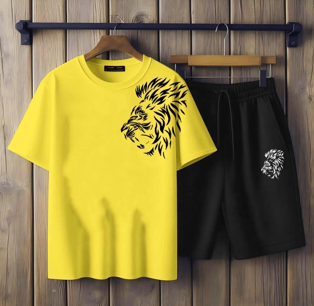 Men s Cotton Jersey Printed T-shirt & Shot Tracksuit - 2 Pce Set